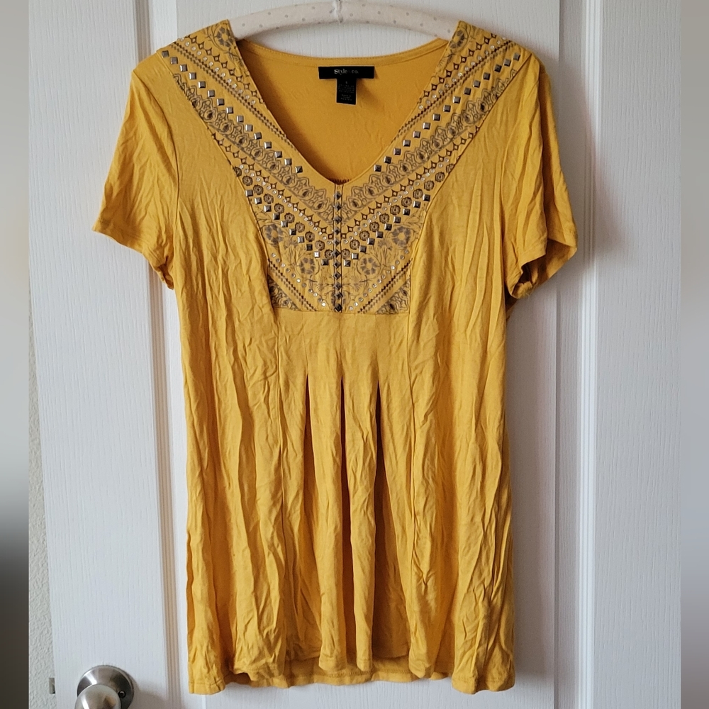 Mustard, beaded top from Style&Co